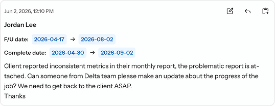 Job update details