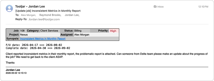 Job update email