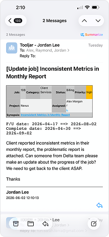 Job update email